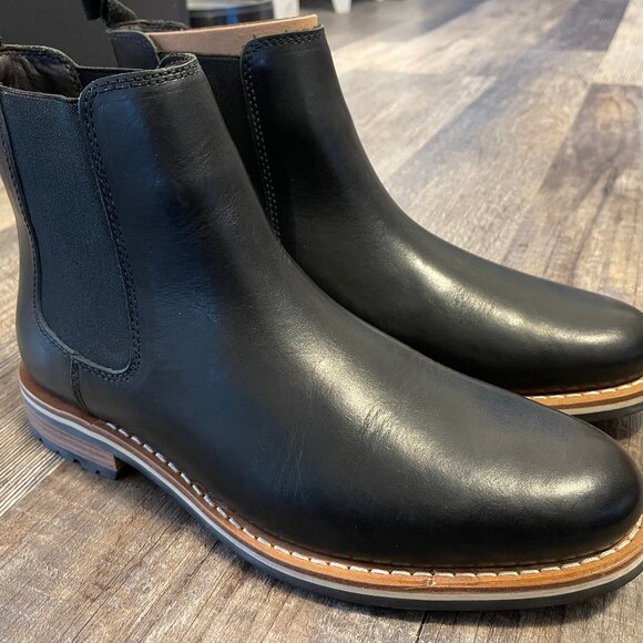 Helm The Finn Black Chelsea Boots, Leather, 7.5 / 8 D